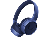 Casque bleu avec la marque 'CODE'. Ils sont sur un fond noir.