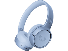 Charger l&#39;image dans la galerie, Casque bleu, design circum-aural, accents blancs, fond noir.
