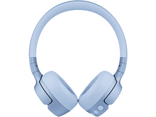 Charger l&#39;image dans la galerie, Une paire d&#39;écouteurs bleu clair sur fond blanc.
