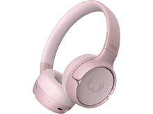 Charger l&#39;image dans la galerie, Casque rose avec un logo blanc et le mot &#39;CODE&#39; sur l&#39;écouteur droit, fond sombre.
