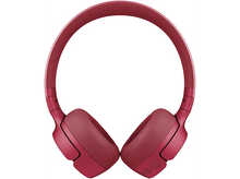 Charger l&#39;image dans la galerie, Casque bordeaux sur blanc. Les écouteurs font face au spectateur. L&#39;arceau est visible.

