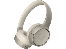 Charger l&#39;image dans la galerie, Une paire d&#39;écouteurs sans fil beiges sur fond noir.
