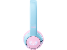 Charger l&#39;image dans la galerie, Casque bleu et rose sur fond blanc. Le mot JUNIOR est imprimé dessus.
