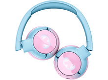 Charger l&#39;image dans la galerie, Casque bleu et rose avec un logo de dauphin, vue de dessus.
