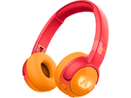 Casque rouge et orange avec le mot 'JUNIOR' sur le côté, sur fond sombre.