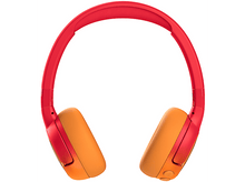 Charger l&#39;image dans la galerie, Casque circum-auriculaire, bandeau rouge, oreillettes oranges, fond blanc. Un bouton est visible.
