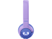 Charger l&#39;image dans la galerie, Casque audio violet et bleu, avec le mot &#39;JUNIOR&#39; sur le bandeau supérieur.

