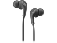 Écouteurs Skullcandy noirs. Conception de câble et d'écouteurs noirs.