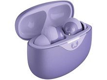 Charger l&#39;image dans la galerie, Étui d&#39;écouteurs violet avec deux écouteurs à l&#39;intérieur, accents blancs et violets.
