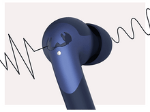 Charger l&#39;image dans la galerie, Écouteur avec ondes sonores. L&#39;écouteur est bleu et bleu foncé.
