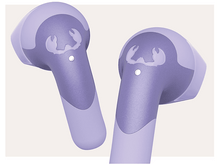 Charger l'image dans la galerie, Deux écouteurs sans fil violets avec un logo de crabe et un fond blanc.
