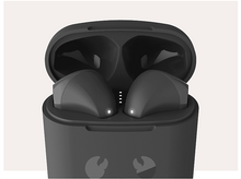 Charger l'image dans la galerie, Écouteurs dans un étui de chargement. L'étui est noir et ouvert.
