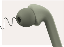 Charger l'image dans la galerie, Gros plan d'un écouteur. Une ligne noire représente les ondes sonores.
