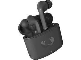 Écouteurs Fresh Rebel noirs et étui de chargement. L