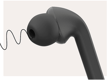 Charger l&#39;image dans la galerie, Gros plan sur l&#39;écouteur, couleur noire. Une ligne le relie.
