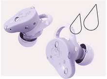 Charger l'image dans la galerie, Deux écouteurs violets clairs avec des gouttelettes d'eau et une icône de goutte, fond blanc.
