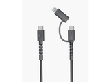 FRESH N REBEL FlexWave Silicone Braided Combo Câble USB-C vers USB-C + Lightning 2m Storm Grey
