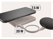 Charger l&#39;image dans la galerie, Un téléphone se rechargeant sur une batterie externe.
