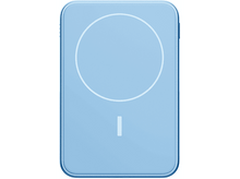 Charger l&#39;image dans la galerie, Chargeur sans fil magnétique bleu clair. Forme rectangulaire avec zone de charge circulaire et signe moins.
