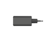 Charger l'image dans la galerie, Un chargeur de téléphone gris foncé, vue de dessus, sur fond blanc.
