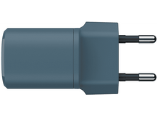 Charger l'image dans la galerie, Un chargeur mural de couleur sarcelle avec deux broches argentées, sur fond blanc.
