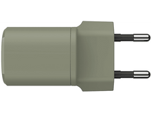 Charger l'image dans la galerie, Un adaptateur de prise électrique vert olive, vu de dessus, avec deux broches pour l'alimentation.
