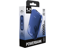 Charger l'image dans la galerie, Power bank bleue dans une boîte noire avec le logo de la marque et des informations.
