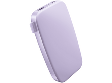 Charger l&#39;image dans la galerie, Une batterie externe violet clair avec deux ports est affichée en biais sur fond blanc.
