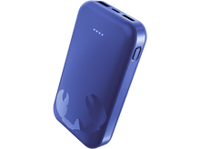 Charger l&#39;image dans la galerie, Batterie externe bleue avec logo de crabe. Plusieurs lumières, couleur bleue, fond noir.
