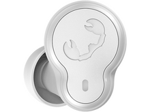 Charger l'image dans la galerie, Écouteurs sans fil blancs avec étui de chargement, montrant le port de charge.
