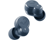 Charger l'image dans la galerie, Deux écouteurs sans fil bleus. Chaque écouteur a un emblème, le tout sur fond blanc.
