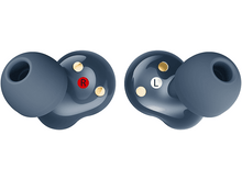 Charger l'image dans la galerie, Deux écouteurs bleus. Le droit a un 'R' rouge et le gauche un 'L' blanc.
