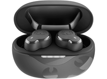 Charger l'image dans la galerie, Écouteurs dans un étui de chargement. L'étui est gris foncé, et les écouteurs sont argentés.
