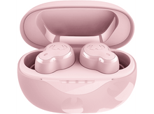 Charger l'image dans la galerie, Écouteurs sans fil roses dans un étui de chargement rose, vus d'en haut.
