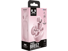 Charger l'image dans la galerie, Étui d'écouteurs rose avec écouteurs à l'intérieur et une boîte rose avec du texte. Fond blanc.
