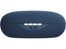 Charger l&#39;image dans la galerie, Étui de chargement pour écouteurs bleu foncé avec lumières blanches.
