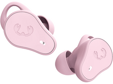 Charger l&#39;image dans la galerie, Écouteurs sans fil roses avec logo. Isolés sur fond blanc.
