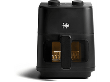 Charger l&#39;image dans la galerie, Friteuse à air noire avec une poignée et deux compartiments visibles.
