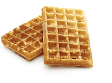 Charger l&#39;image dans la galerie, Deux gaufres dorées sur fond blanc. Elles ont un motif de grille carrée.
