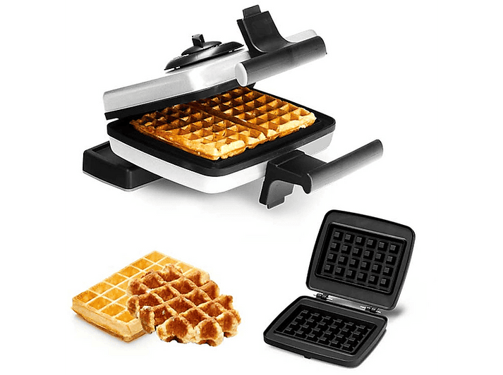 Gaufrier avec gaufres et gaufres à côté.
