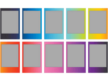 Charger l&#39;image dans la galerie, Dix cadres photo de style polaroid dans différentes couleurs dégradées, avec des centres gris.
