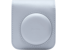 Charger l&#39;image dans la galerie, Un étui pour appareil photo Instax bleu clair. L&#39;étui est fermé et rond, avec le logo Instax au centre.
