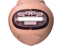 Charger l&#39;image dans la galerie, Un appareil photo instax rose clair, avec un objectif et des boutons. Il a une forme arrondie.
