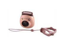 Charger l&#39;image dans la galerie, Appareil photo Instax rose avec dragonne. Il a un objectif, un flash et un objectif supérieur.
