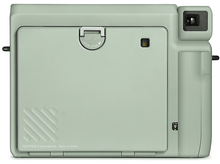 Charger l&#39;image dans la galerie, Dos d&#39;un appareil photo instantané vert menthe. Inclut la porte du film, le viseur et d&#39;autres composants.
