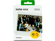 Pack de film instantané Instax Wide. Montre une photo de groupe et la marque Instax Wide.