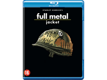 Charger l'image dans la galerie, Couverture Blu-ray de 'Full Metal Jacket', un casque avec 'Born to Kill' et des balles.
