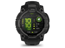 Charger l&#39;image dans la galerie, Montre Garmin. Noire, avec date, heure, météo et données de santé. Fond noir.
