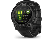 Charger l&#39;image dans la galerie, Smartwatch noire avec affichage sur fond noir.
