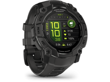 Charger l&#39;image dans la galerie, Smartwatch Garmin noire, affichage de données et boutons visibles.
